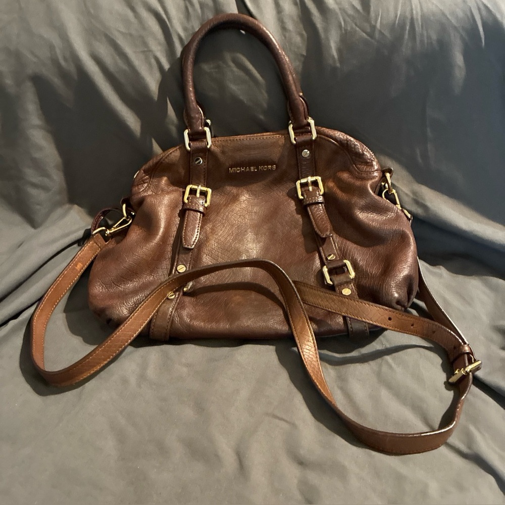 Michael Kors Bedford legacy medium convertible satchel bag leather